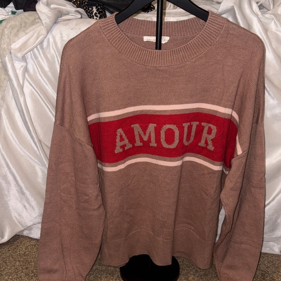 78&Sunny Sweaters - 78&Sunny - Amour Brown and Red Women's Crew Neck Sweater